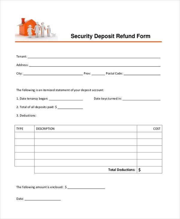 Security deposit Refund Form