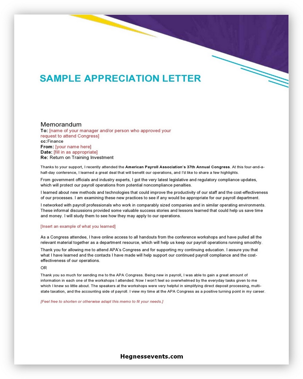 32 Best Appreciation Letter Template And Writing Tips Hennessy Events