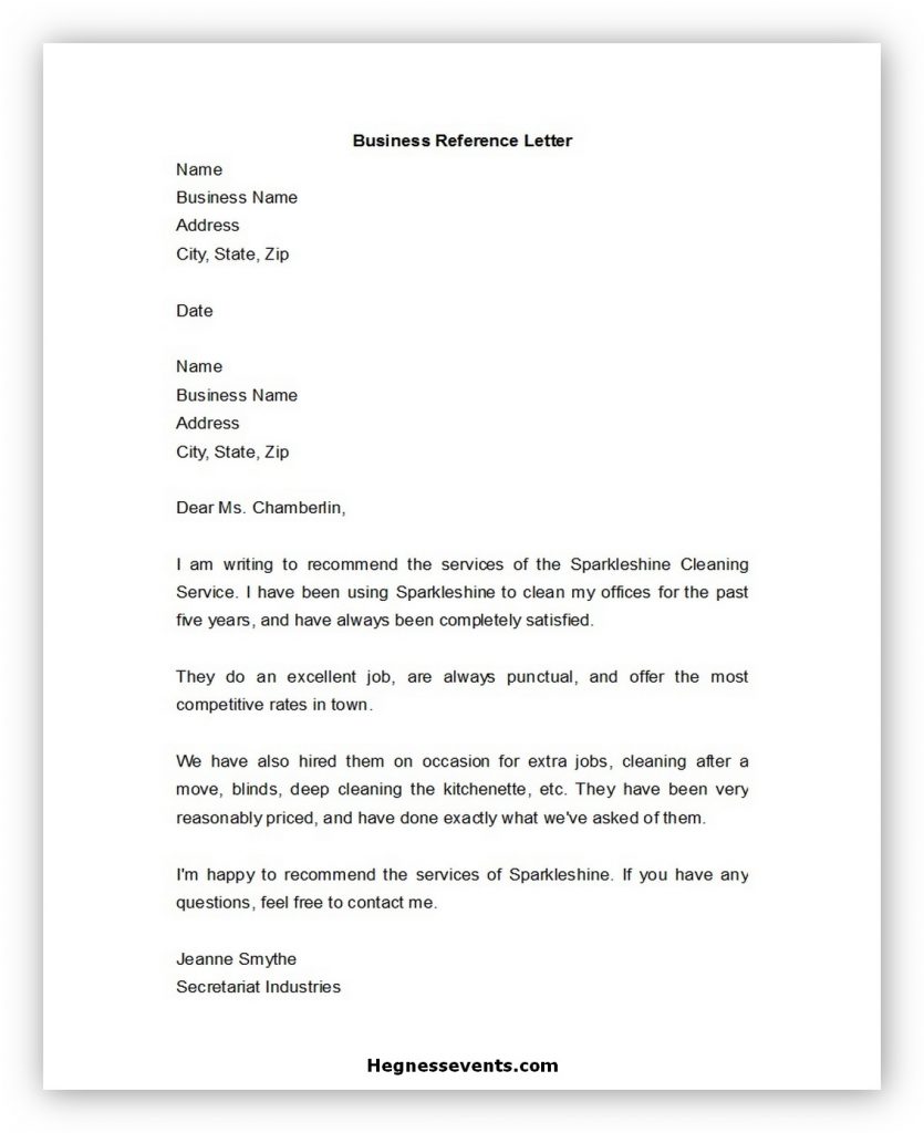 60 Best Letter of Reference Template and How to Write It - hennessy events