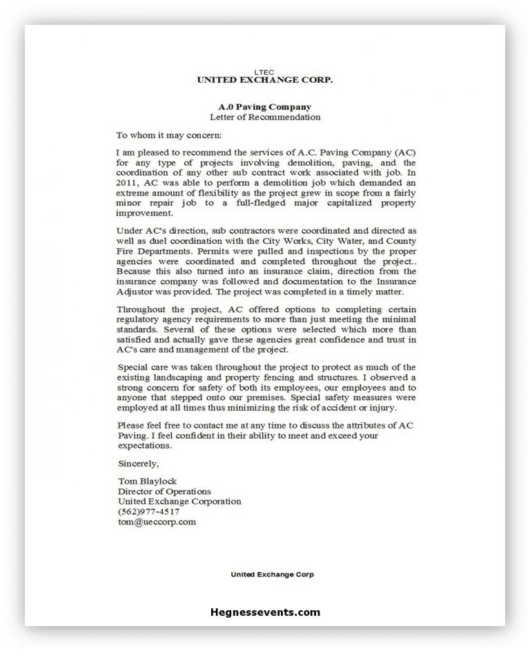 60 Best Letter of Reference Template and How to Write It - hennessy events
