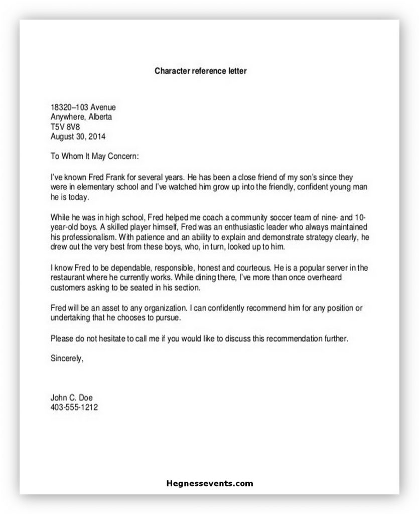 60 Best Letter of Reference Template and How to Write It - hennessy events