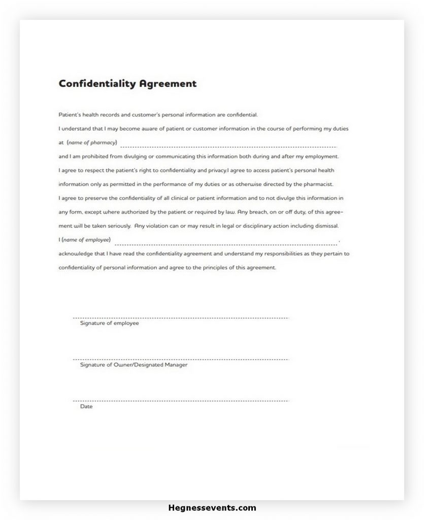 Confidentiality Agreement Form PDF