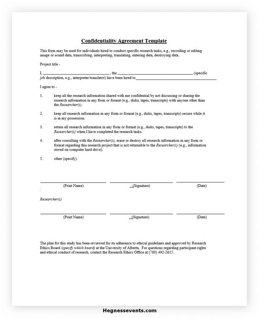 Confidentiality Agreement Template