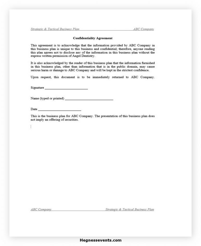 Confidentiality Agreement for Business