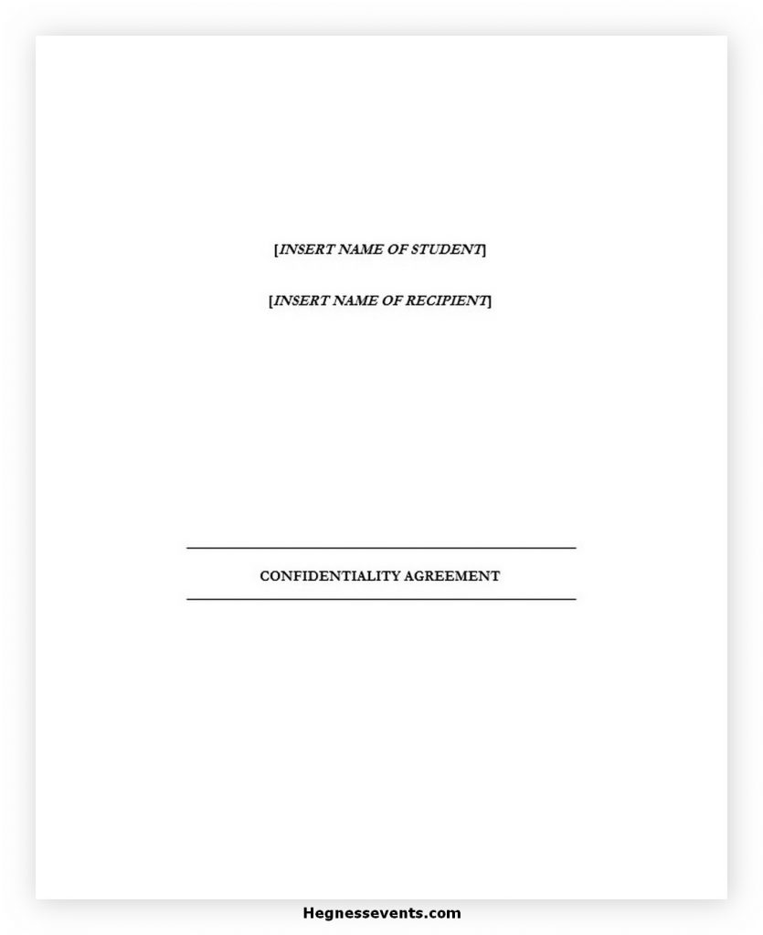 Confidentiality Agreements Template Word