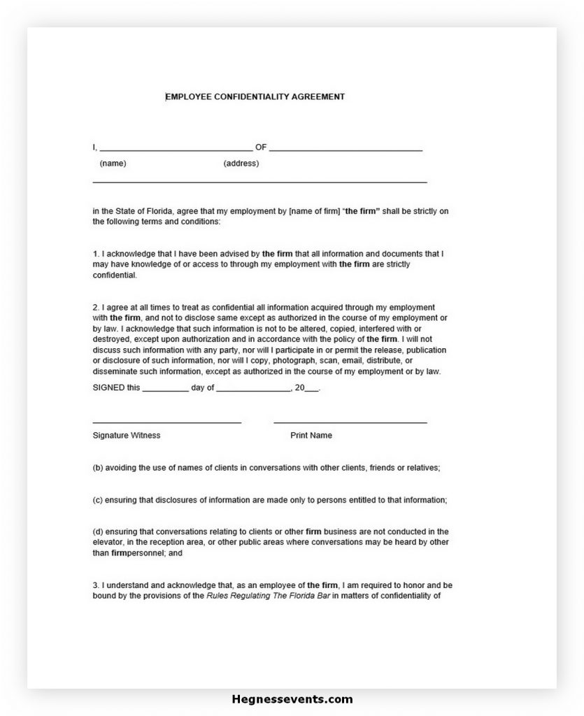 Employee Confidentiality Agreement Form