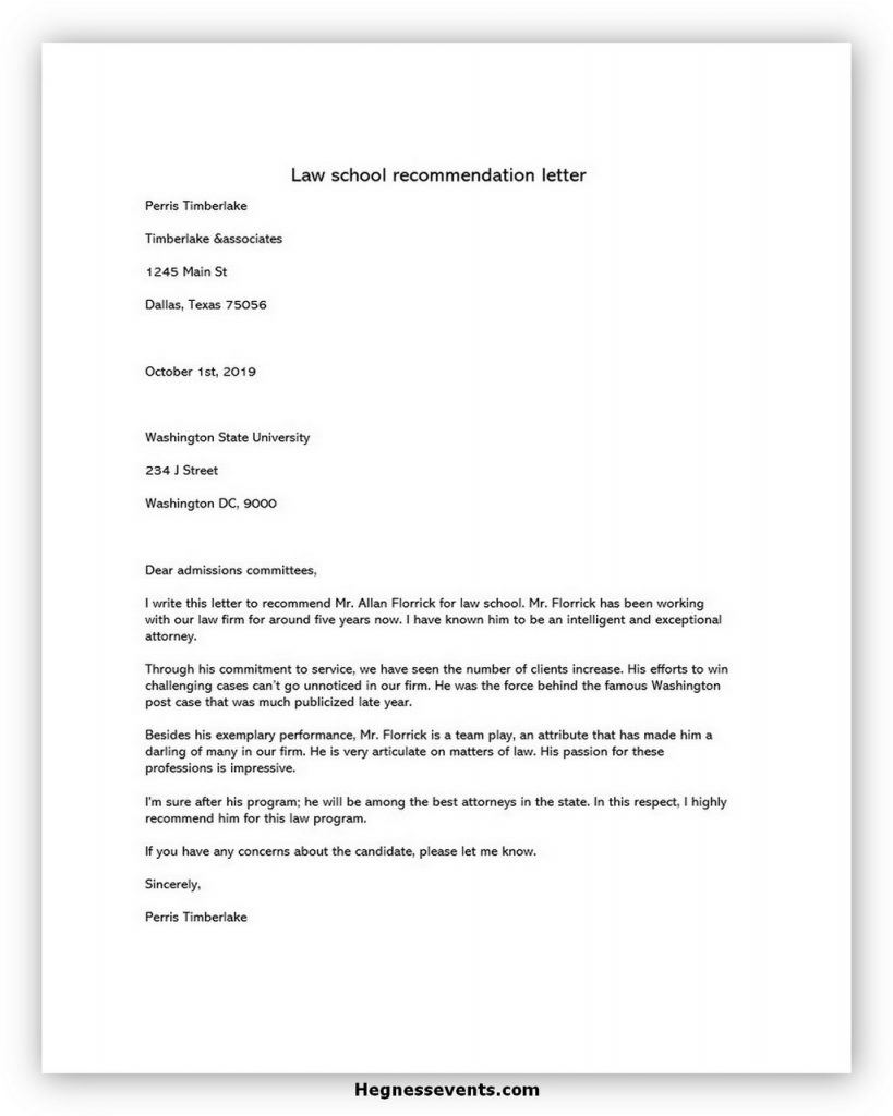 Law School Recommendation Letter 03