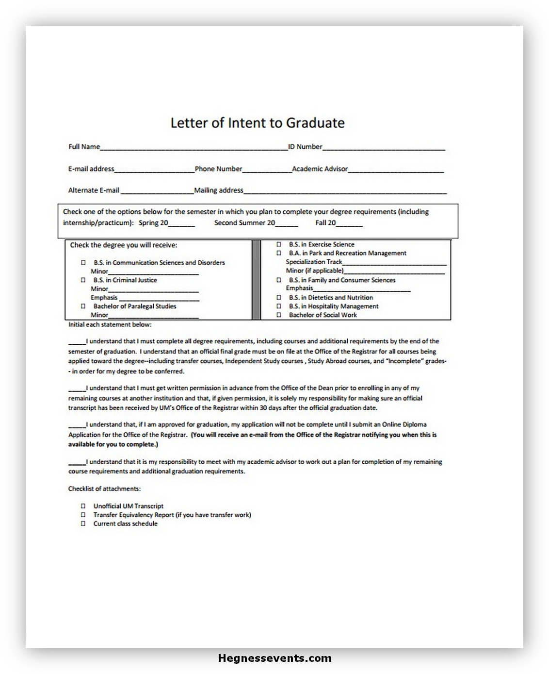 Letters of Intent Graduate School 05