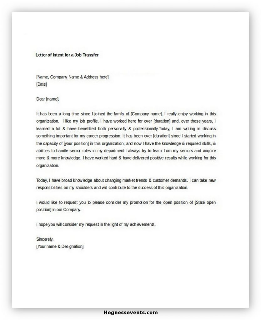 50 Best Sample Letter of Intent Template that You Must Have - hennessy ...