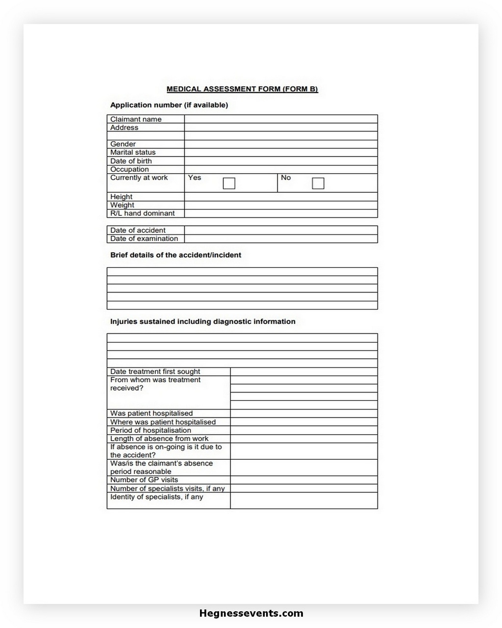 12+ Free Medical Assessment Form Template and The Benefit hennessy events