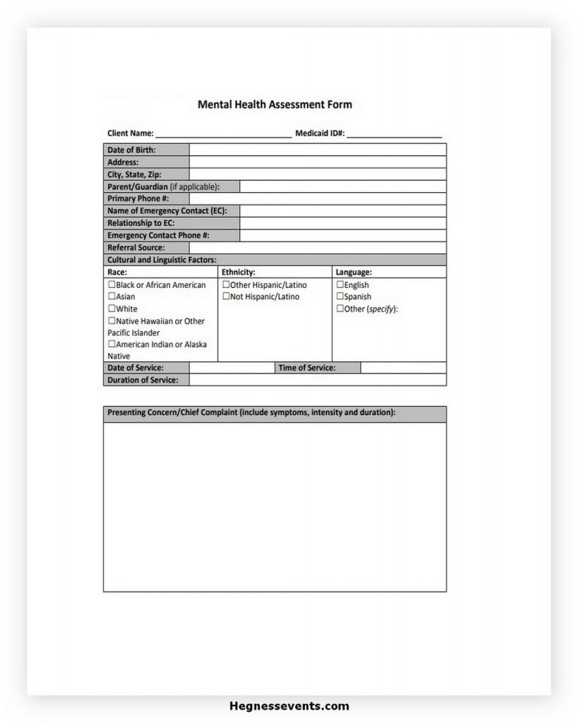 Medical Health Assessment Form