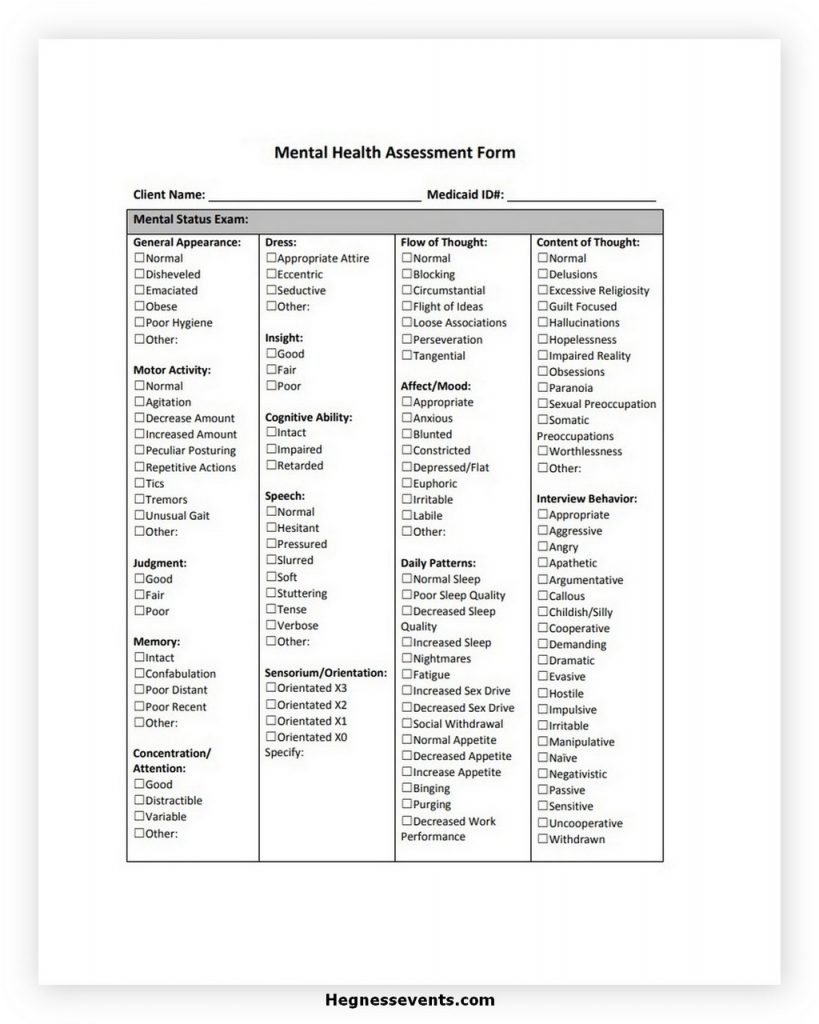 Mental Health Assessment Form
