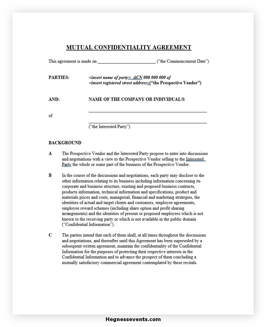 Image 2 for Mutual Confidentiality Agreement Template