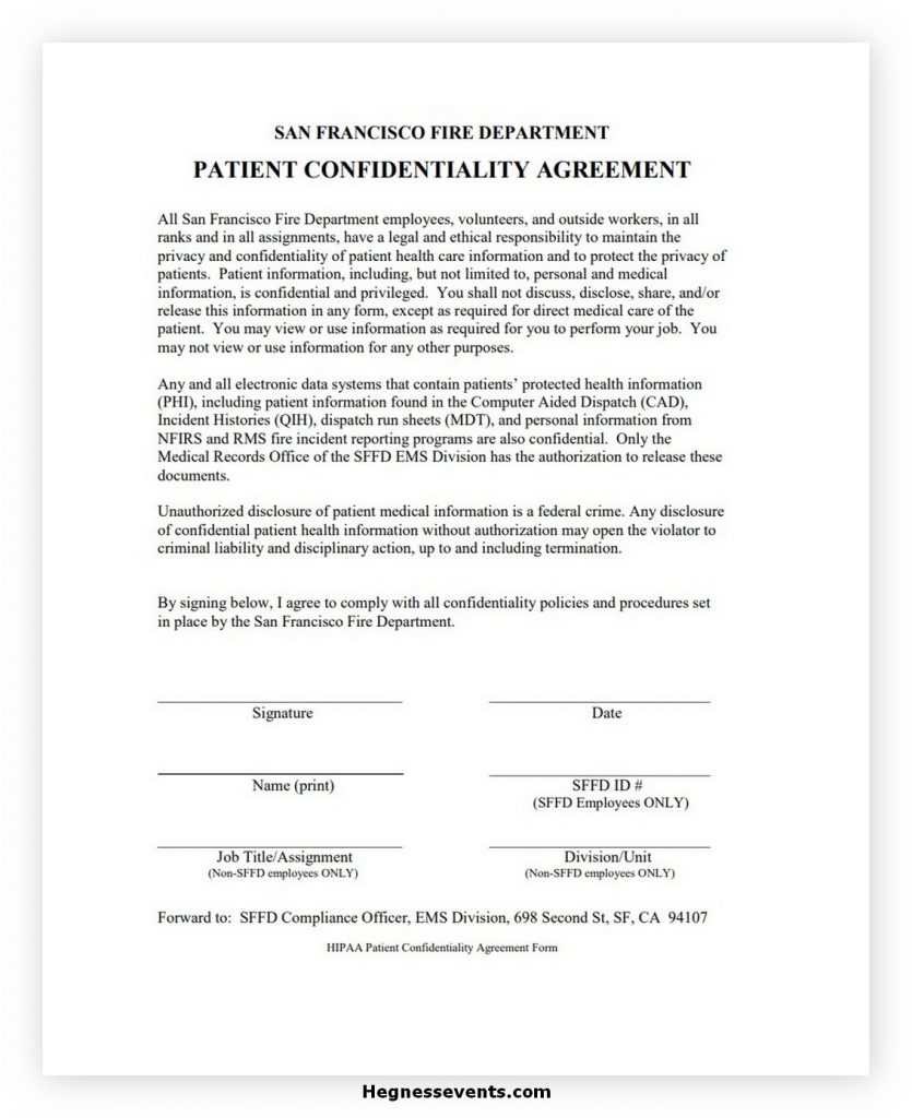 Patient Confidentiality Agreement Template