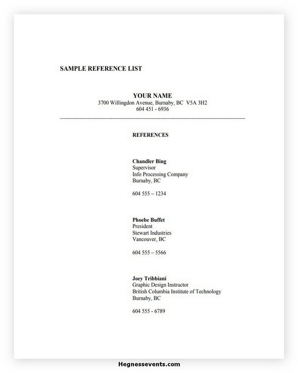 20 Amazing Reference List Template (List of References) - hennessy events