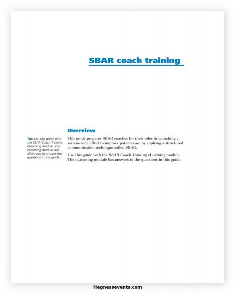 SBAR Coach Training