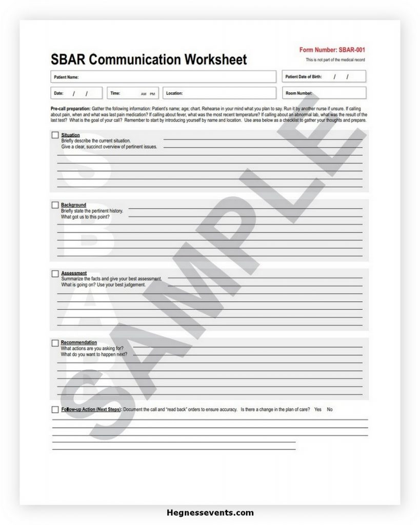 SBAR Communication Worksheet