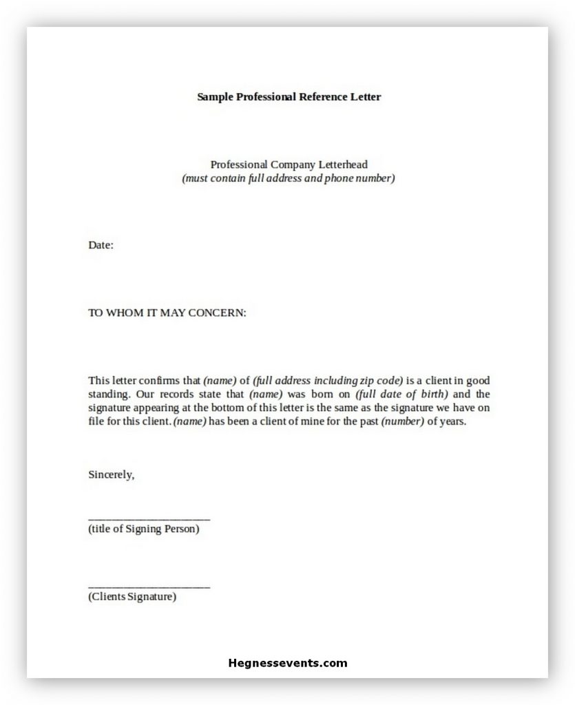 60 Best Letter of Reference Template and How to Write It - hennessy events