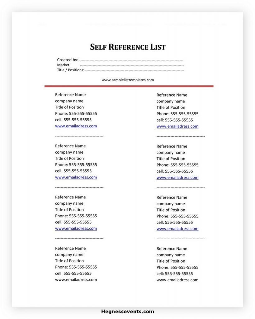 Self reference list template 23