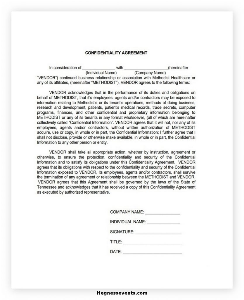 Simple Confidentiality Agreement Template