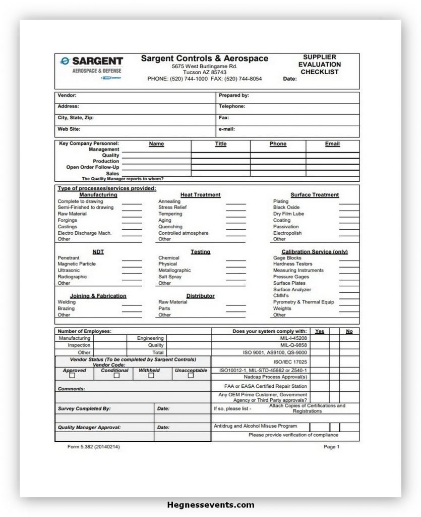 Supplier Evaluation Form PDF
