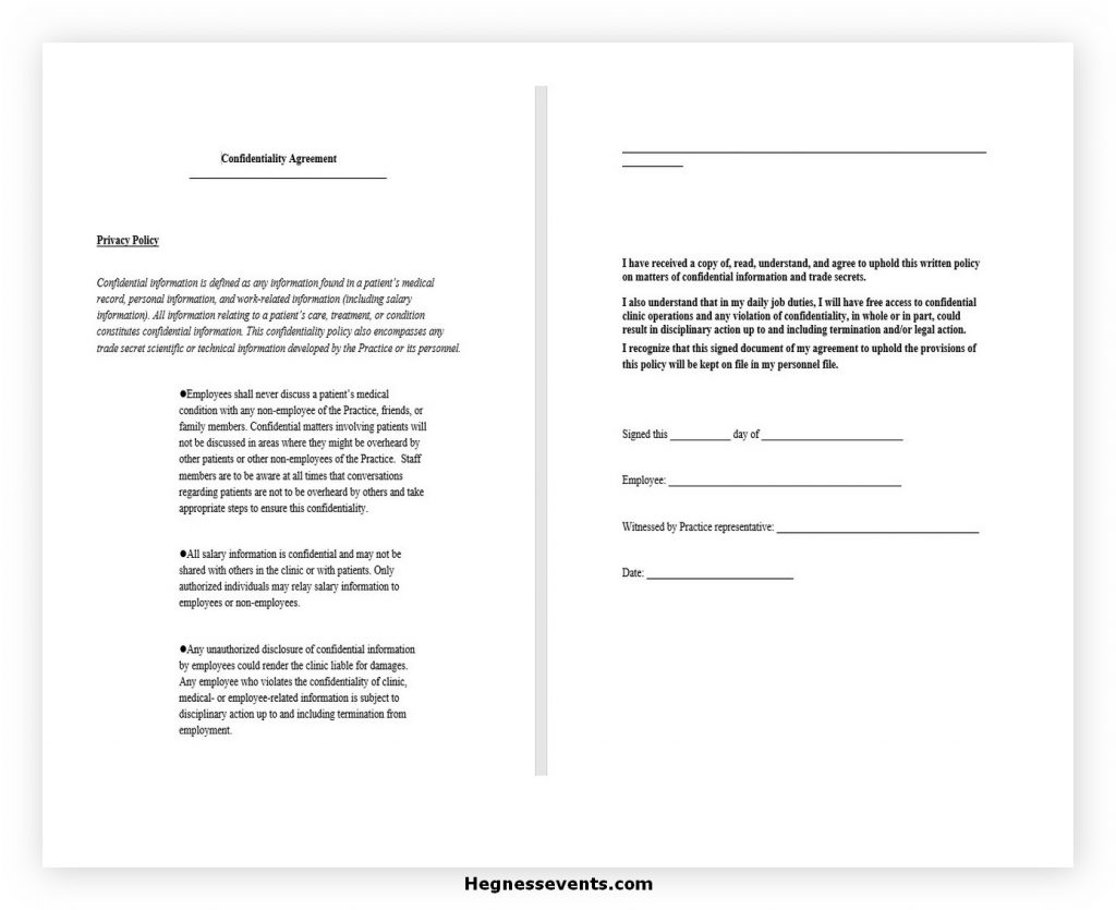 confidentiality agreement sample template
