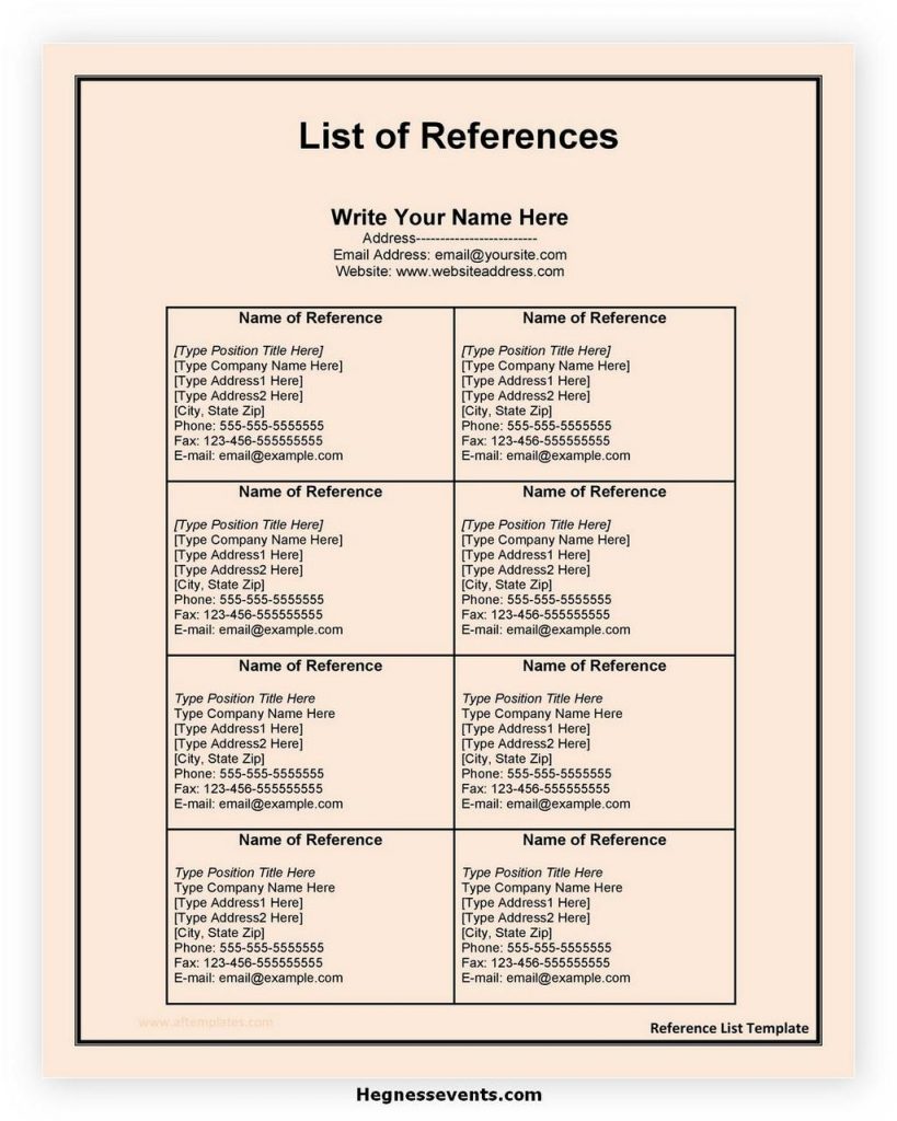 reference list template 12