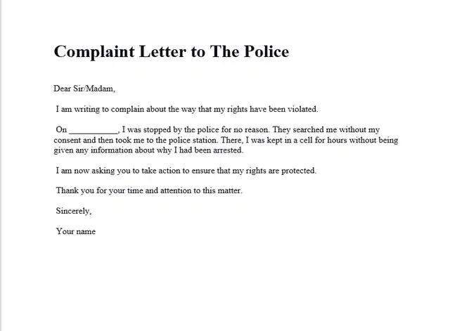 Complaint Letter to The Police