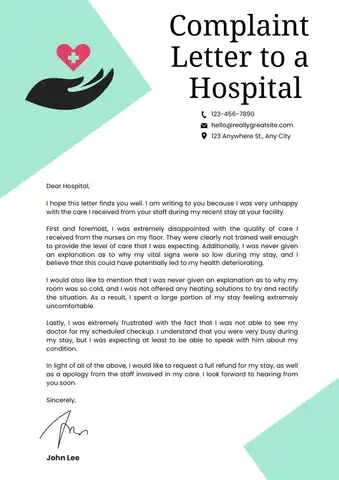Complaint Letter to a Hospital
