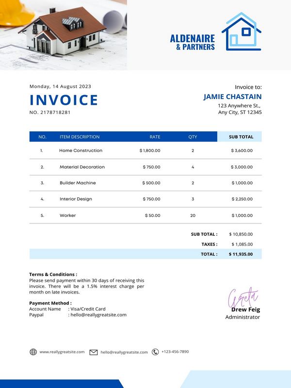 Construction Invoice Template