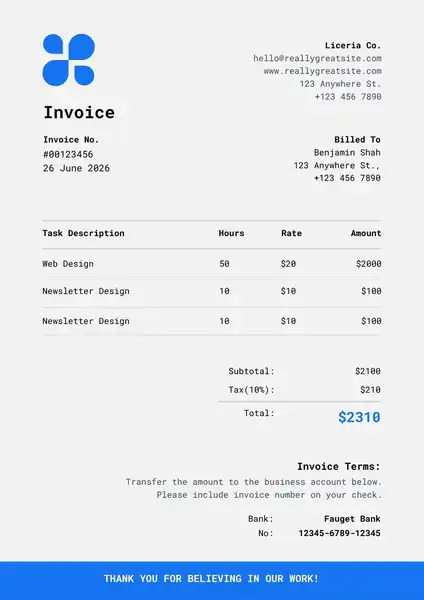 E commerce invoice format