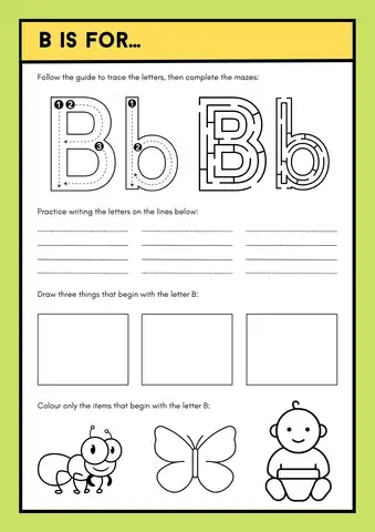Letter B Preschool Crafts worksheet