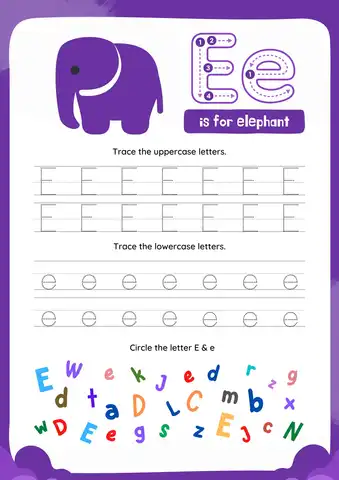 Letter e Preschool Crafts Elephant